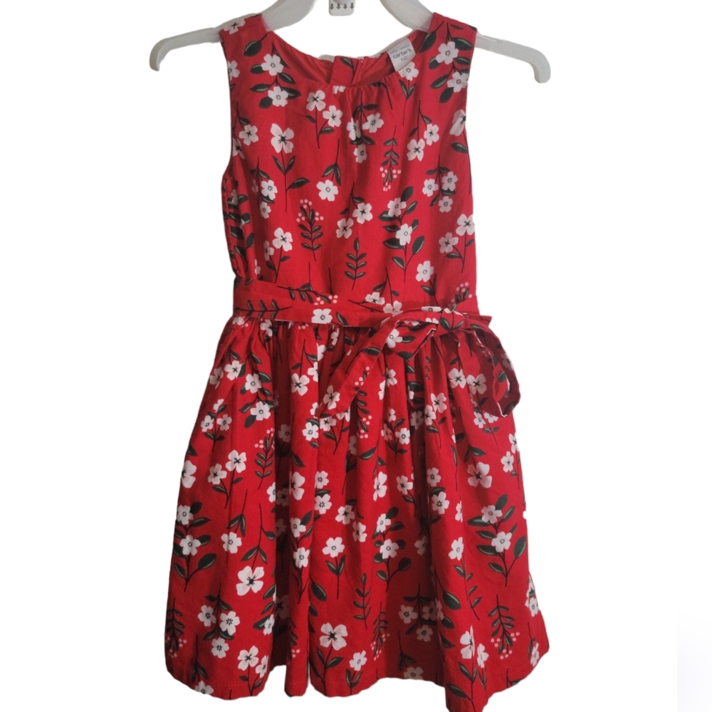 Girls Size 5 Sleeveless Red Floral Dress